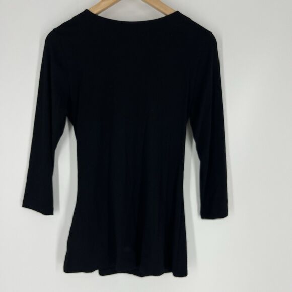 Soft Surroundings Top Size Small Womens Black Faux Wrap Solid Stretch Shirt - Picture 5 of 7